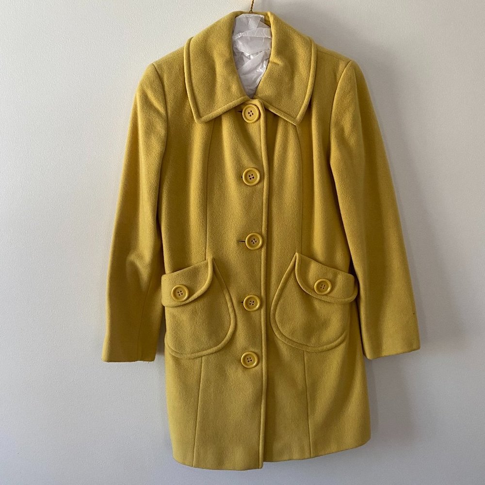 Vintage Yellow Wool Coat | Size 4 Petite